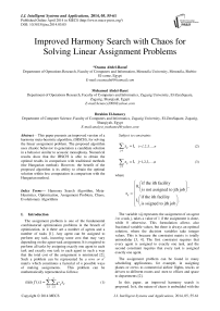 Improved Harmony Search with Chaos for Solving Linear Assignment Problems