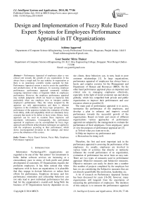 Design and Implementation of Fuzzy Rule Based Expert System for Employees Performance Appraisal in IT Organizations