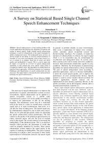 A Survey on Statistical Based Single Channel Speech Enhancement Techniques