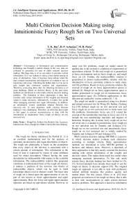 Multi Criterion Decision Making using Intuitionistic Fuzzy Rough Set on Two Universal Sets