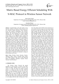 Matrix Based Energy Efficient Scheduling With S-MAC Protocol in Wireless Sensor Network
