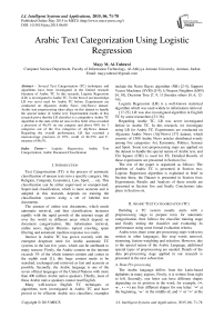 Arabic Text Categorization Using Logistic Regression