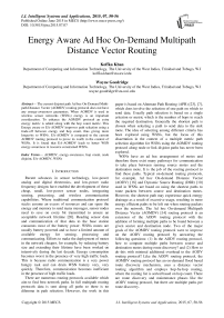 Energy Aware Ad Hoc On-Demand Multipath Distance Vector Routing