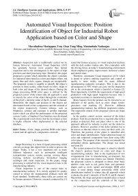 Automated Visual Inspection: Position Identification of Object for Industrial Robot Application based on Color and Shape