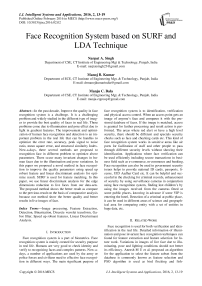 Face Recognition System based on SURF and LDA Technique