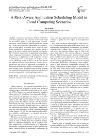 A Risk-Aware Application Scheduling Model in Cloud Computing Scenarios