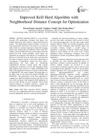 Improved Krill Herd Algorithm with Neighborhood Distance Concept for Optimization