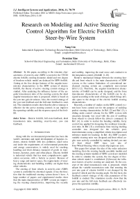Research on Modeling and Active Steering Control Algorithm for Electric Forklift Steer-by-Wire System