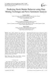 Predicting Stock Market Behavior using Data Mining Technique and News Sentiment Analysis