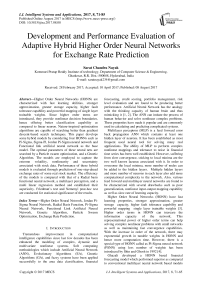 Development and Performance Evaluation of Adaptive Hybrid Higher Order Neural Networks for Exchange Rate Prediction