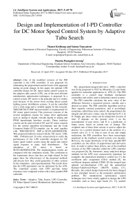 Design and Implementation of I-PD Controller for DC Motor Speed Control System by Adaptive Tabu Search