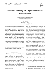 Reduced complexity FSD algorithm based on noise variance