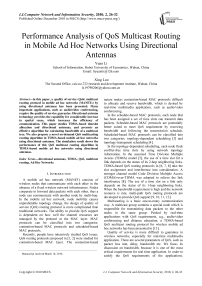 Performance Analysis of QoS Multicast Routing in Mobile Ad Hoc Networks Using Directional Antennas