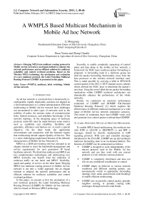 A WMPLS Based Multicast Mechanism in Mobile Ad hoc Network