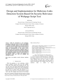 Design and Implementation for Malicious Links Detection System Based On Security Relevance of Webpage Script Text