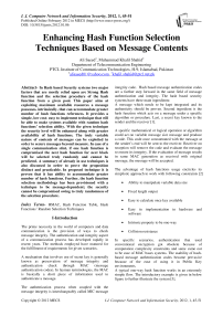 Enhancing Hash Function Selection Techniques Based on Message Contents