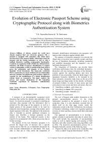Evolution of Electronic Passport Scheme using Cryptographic Protocol along with Biometrics Authentication System