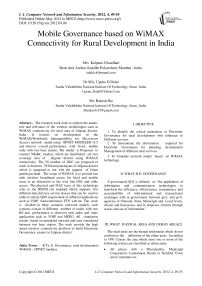 Mobile Governance based on WiMAX Connectivity for Rural Development in India
