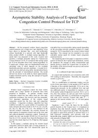 Asymptotic Stability Analysis of E-speed Start Congestion Control Protocol for TCP
