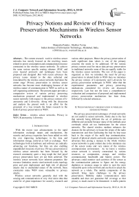 Privacy Notions and Review of Privacy Preservation Mechanisms in Wireless Sensor Networks