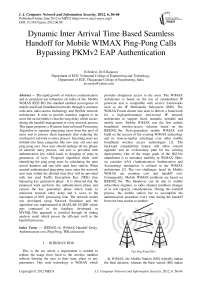 Dynamic Inter Arrival Time Based Seamless Handoff for Mobile WIMAX Ping-Pong Calls Bypassing PKMv2 EAP Authentication