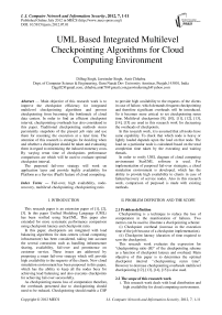 UML Based Integrated Multilevel Checkpointing Algorithms for Cloud Computing Environment