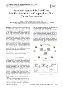 Protection Against DDoS and Data Modification Attack in Computational Grid Cluster Environment