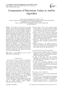 Computation of Pheromone Values in AntNet Algorithm