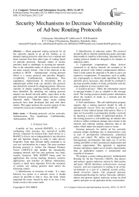 Security Mechanisms to Decrease Vulnerability of Ad-hoc Routing Protocols