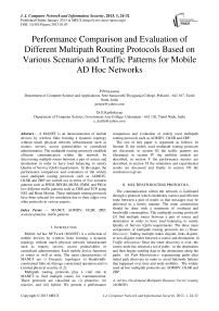 Performance Comparison and Evaluation of Different Multipath Routing Protocols Based on Various Scenario and Traffic Patterns for Mobile AD Hoc Networks