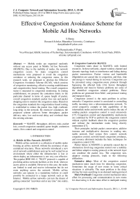 Effective Congestion Avoidance Scheme for Mobile Ad Hoc Networks