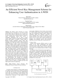 An Efficient Novel Key Management Scheme for Enhancing User Authentication in A WSN