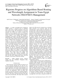 Rigorous Progress on Algorithms Based Routing and Wavelength Assignment in Trans-Egypt Network (TEGYNET)Management