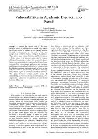 Vulnerabilities in Academic E-governance Portals