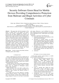 Security Software Green Head for Mobile Devices Providing Comprehensive Protection from Malware and Illegal Activities of Cyber Criminals