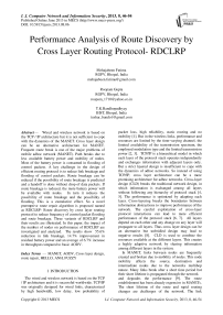 Performance Analysis of Route Discovery by Cross Layer Routing Protocol- RDCLRP