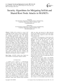 Security Algorithms for Mitigating Selfish and Shared Root Node Attacks in MANETs