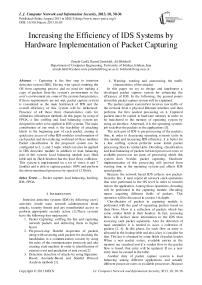 Increasing the Efficiency of IDS Systems by Hardware Implementation of Packet Capturing