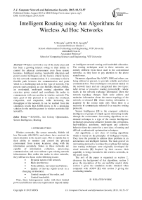 Intelligent Routing using Ant Algorithms for Wireless Ad Hoc Networks