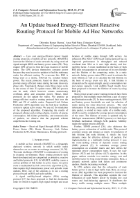 An Update based Energy-Efficient Reactive Routing Protocol for Mobile Ad Hoc Networks