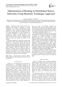 Optimization of Routing in Distributed Sensor Networks Using Heuristic Technique Approach