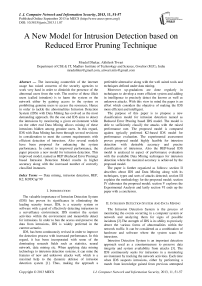 A New Model for Intrusion Detection based on Reduced Error Pruning Technique