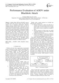 Performance Evaluation of AODV under Blackhole Attack