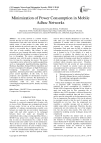 Minimization of Power Consumption in Mobile Adhoc Networks