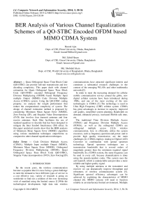 BER Analysis of Various Channel Equalization Schemes of a QO-STBC Encoded OFDM based MIMO CDMA System