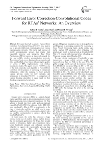 Forward Error Correction Convolutional Codes for RTAs' Networks: An Overview