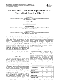 Efficient FPGA Hardware Implementation of Secure Hash Function SHA-2