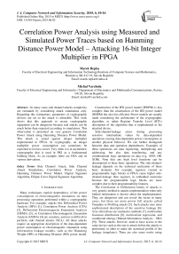 Correlation Power Analysis using Measured and Simulated Power Traces based on Hamming Distance Power Model – Attacking 16-bit Integer Multiplier in FPGA