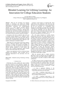Blended Learning for Lifelong Learning: An Innovation for College Education Students