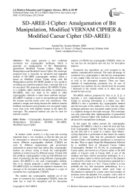 SD-AREE-I Cipher: Amalgamation of Bit Manipulation, Modified VERNAM CIPHER & Modified Caesar Cipher (SD-AREE)
